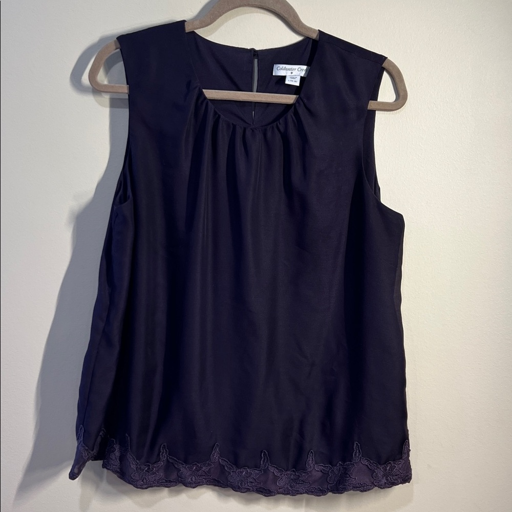 Womens Ladies Coldwater Creek purple eggplant tank shell SZ Large